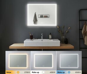 PAULMANN HomeSpa LED zrcadlo s osvětlením Mirra hranaté vyhřívané IP44 80x60 cm 22W WhiteSwitch 930.13