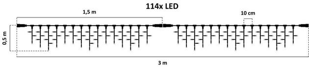 DecoLED LED světelné krápníky - 3x0,5m, modrá, 114 diod