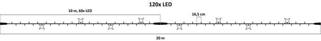 DecoLED LED světelný řetěz - FLASH, 20m, ledově bílá, 120 diod