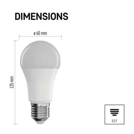 EMOS Chytrá LED žárovka GoSmart A60 / E27 / 11 W (75 W) / 1 050 lm / RGB / stmívatelná / Wi-Fi ZQW515R