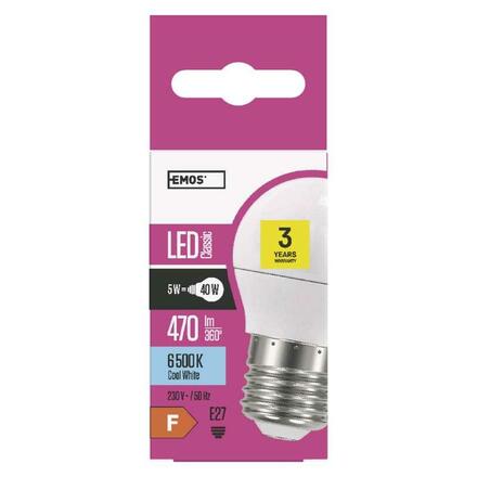 EMOS LED žárovka Classic Mini Globe 6W E27 studená bílá 1525733102