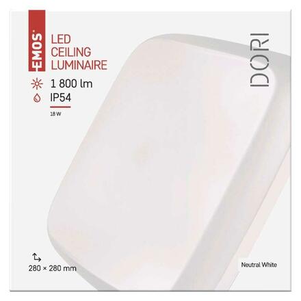 EMOS LED přisazené svítidlo Dori, čtverec 18W neutrální bílá IP54 1539043070