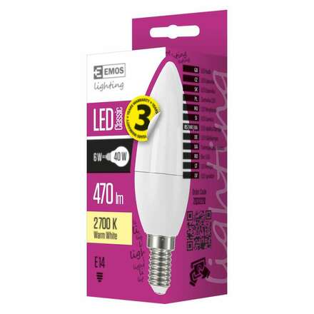 EMOS LED žárovka Classic Candle 6W E14 teplá bílá 1525731201