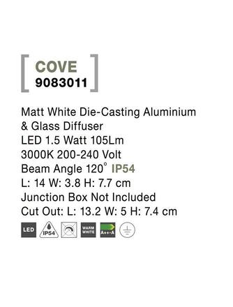 NOVA LUCE venkovní zapuštěné svítidlo do zdi COVE matný bílý litý hliník a skleněný difuzor LED 1.5W 3000K 200-240V 120st. IP54 9083011
