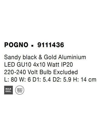 NOVA LUCE bodové svítidlo POGNO černá a zlatý hliník GU10 4x10W IP20 220-240V bez žárovky 9111436