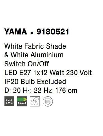 NOVA LUCE stojací lampa YAMA bílé stínidlo a bílý hliník vypínač na těle E27 1x12W 230V IP20 bez žárovky 9180521