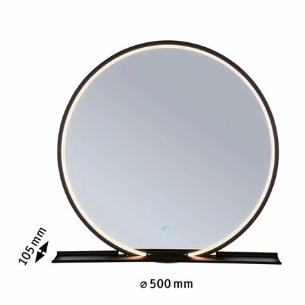 PAULMANN LED zrcadlo s osvětlením Miro IP44 měnitelná bílá 230V 10,5W zrcadlo/černá mat