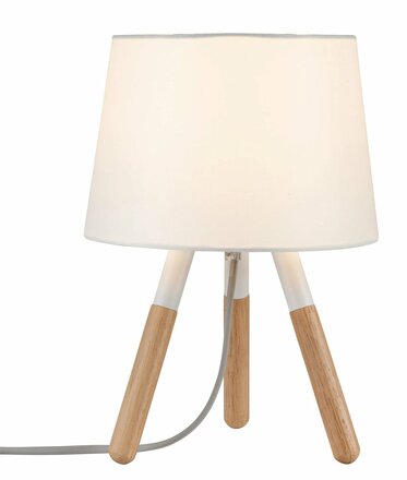 Paulmann stolní lampa Neordic Berit 1-ramenné látkový širm bílá/dřevo 796.46 P 79646