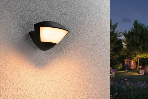PAULMANN LED venkovní nástěnné svítidlo Smart Home Zigbee 3.0 Skyla pohybové čidlo neláká hmyz IP44 226x164mm CCT 10W 230V antracit hliník