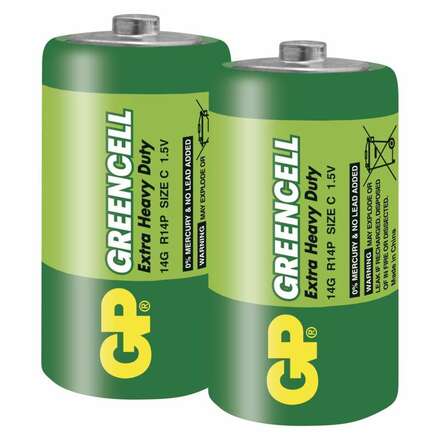 GP Zinkochloridová baterie GP Greencell R14 (C) fólie 1012302000