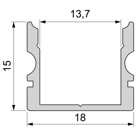 Light Impressions Reprofil U-profil vysoký AU-02-12 stříbrná mat elox 2000 mm 970141