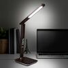 Solight LED stolní lampička s displayem, 9W, volba teploty světla, kůže, hnědá WO45-H