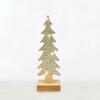 ACA Lighting dřevěná dekorace vánoční strom, 4 mini LED WW na baterie (2XAAA) stříbrný měděný drát IP20 pr.9.5X30.5cm X0741142