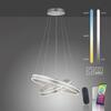 PAUL NEUHAUS Q-VITO LED závěsné svítidlo v barvě oceli s nastavitelnou barvou světla a ovladačem Smart Home ZigBee 2700-5000K