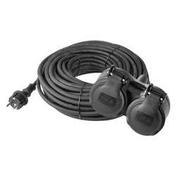 EMOS Prodlužovací kabel gumový – 2 zásuvky, 10m 3× 1,5mm2, IP44 1901021001