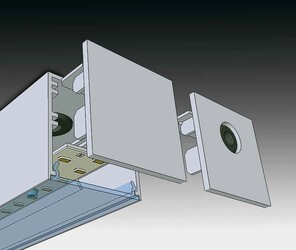SEC Koncové čelíčko pro WEGA-MODULE2-AA LED s boční přechodkou RAL9006 - bílý hliník 320-B-000-14-02-SP