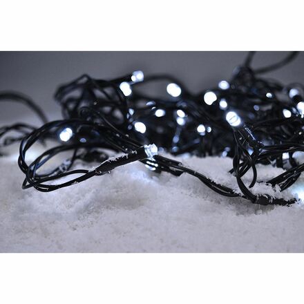 Solight LED venkovní vánoční řetěz, 50 LED, 5m, přívod 3m, 8 funkcí, časovač, IP44, studená bílá 1V110-W-1