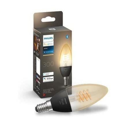 Hue Bluetooth LED White filamentová žárovka Philips svíčka 8719514302235 E14 4,5W 300lm 2100K černá, stmívatelná