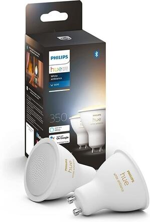 Hue Bluetooth LED White Ambiance set 2ks žárovek Philips 8719514340121 GU10 2x4,3W 2x350lm 2200-6500K bílé stmívatelné