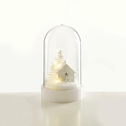 ACA Lighting plastová sněžná koule s bílým domem, 10 MINI WW LED na baterie 3xAA IP20 pr.11X19CM X07101134