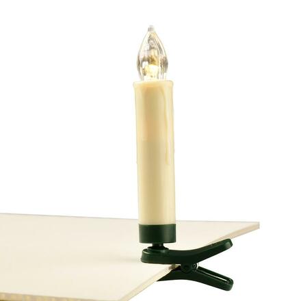 ACA Lighting 10 bílých MINI svíček s klipsem, LED na baterie (10xAAA), dálkové ovládání, WW, IP20, pr.1.5x10.5cm X07101520