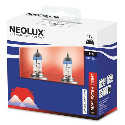 NEOLUX H4 12V 60/55W P43t Extra Light +130% 2ks N472EL1-2SCB