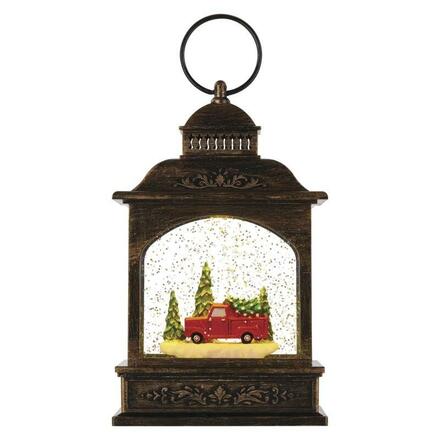 EMOS LED dekorace – vánoční lucerna s autíčkem, 21 cm, 3x AA, vnitřní, teplá bílá, časovač DCLW25