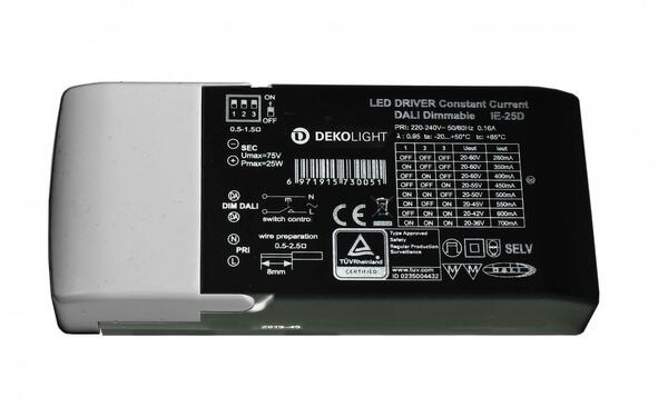 Deko-Light napájení BASIC, DIM, Multi CC, IE-25D konstantní proud 350/400/450/500/550/600/650/700 mA IP20 stmívatelné 20-60V DC 7,00-25,00 W 862191