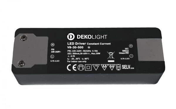 Deko-Light LED-napájení BASIC, CC, V8-30-500mA/30W konstantní proud 500 mA IP20 30-60V DC 15,00-30,00 W 862196