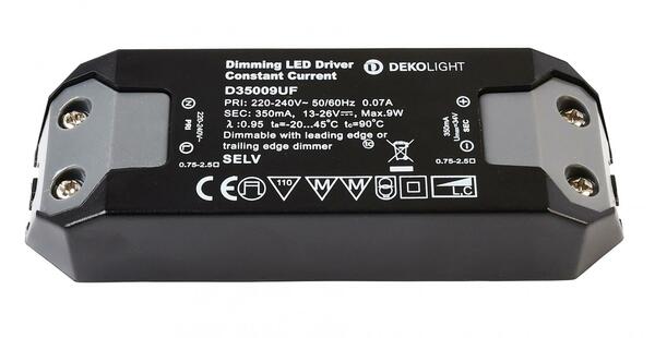 Deko-Light napájení BASIC, DIM, CC, D35009UF/9W konstantní proud 350 mA IP20 stmívatelné 11-26V DC 3,90-9,00 W 862202