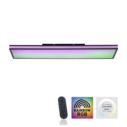 LEUCHTEN DIREKT is JUST LIGHT LED stropní svítidlo 100x25cm, černá, hranaté, RGB Dreamcolor, stmívatelné, panel RGB+2700-5000K