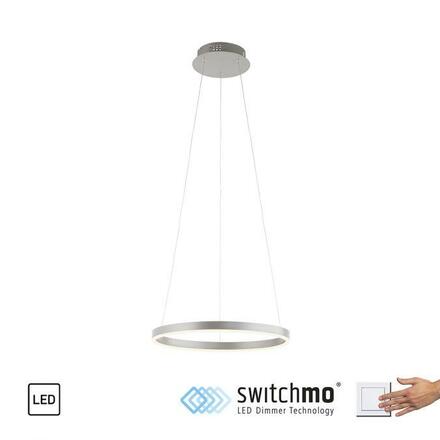 LEUCHTEN DIREKT is JUST LIGHT LED závěsné svítidlo hliník kruhové, pr.40cm, stmívatelné, Switchmo, teplá bílá krokově stmívatelné 3000K