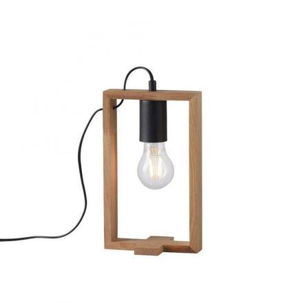 LEUCHTEN DIREKT is JUST LIGHT stolní lampa, černá, dřevěný rám, šňůrový vypínač, kov