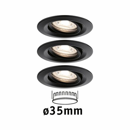 PAULMANN LED vestavné svítidlo Easy Dim Nova Mini Plus Coin základní sada výklopné 66mm 15° Coin 3x4W 230V 2700K černá mat