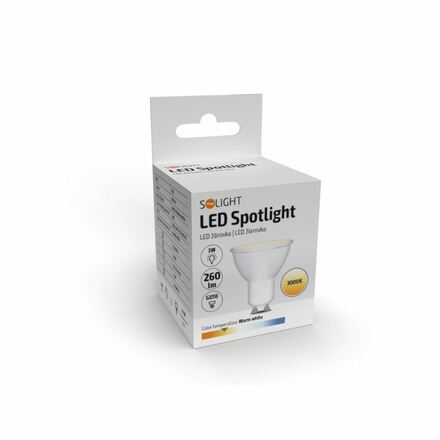 Solight LED žárovka, bodová , 3W, GU10, 3000K, 260lm, bílá WZ314A-1