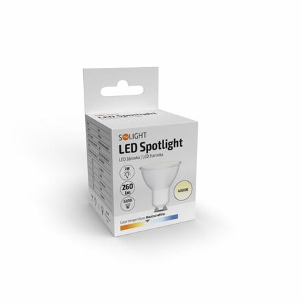 Solight LED žárovka, bodová , 3W, GU10, 4000K, 260lm, bílá WZ315A-1