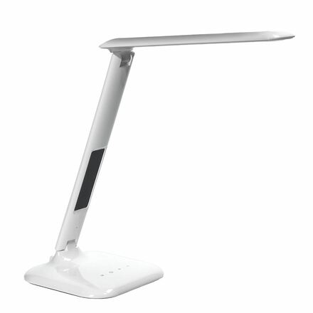 Solight LED stmívatelná stolní lampička s displejem, 6W, volba teploty světla, bílý lesk WO43