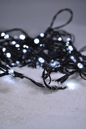 Solight LED venkovní vánoční řetěz, 100 LED, 10m, přívod 3m, 8 funkcí, časovač, IP44, studená bílá 1V101-W