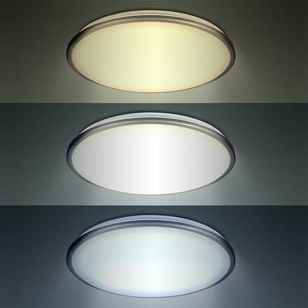 Solight LED stropní světlo Silver, kulaté, 24W, 1800lm, stmívatelné, dálkové ovládání, 38cm WO761