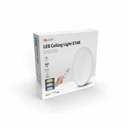 Solight LED stropní světlo Star, kulaté, 24W,1440lm, dálkové ovládání, 37cm WO763