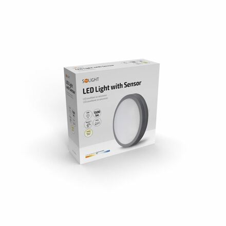Solight LED venkovní osvětlení se senzorem Siena, šedé, 20W, 1500lm, 4000K, IP54, 23cm WO781-G-M