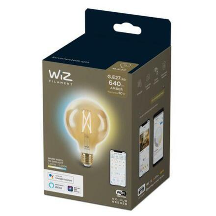 LED Žárovka WiZ Tunable White Filament Amber 8718699786793 E27 G95 6,7-50W 640lm 2000-5000K, stmívatelná