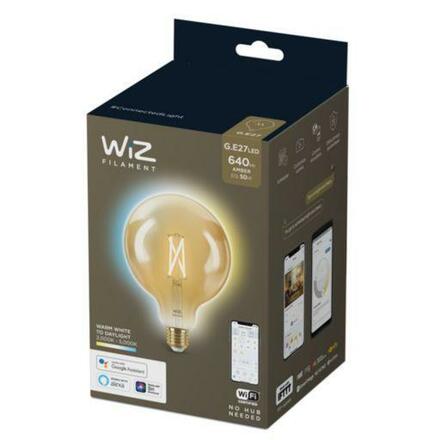 LED Žárovka WiZ Tunable White Filament Amber 8718699786816 E27 G125 6,7-50W 640lm 2000-5000K, stmívatelná