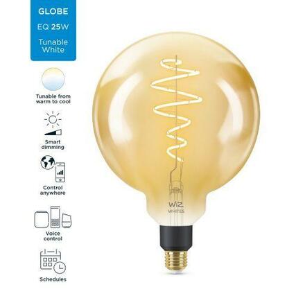 LED Žárovka WiZ Tunable White Filament Amber 8718699786830 E27 G200 6,5-25W 390lm 2000-5000K, stmívatelná