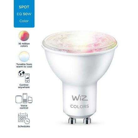 LED Žárovka WiZ Colors 8718699787134 GU10 PAR16 4,9-50W 345lm 2200-6500K, RGB 16 mil. barev, stmívatelná