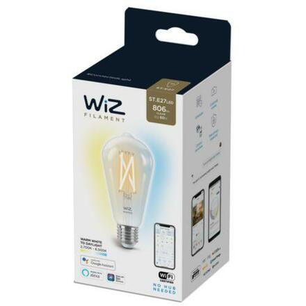 LED Žárovka WiZ Tunable White Filament 8718699787172 E27 ST64 6,7-60W 806lm 2700-6500K, stmívatelná