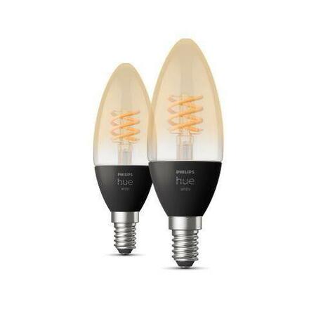 Hue Bluetooth LED White set 2ks filamentových žárovek Philips svíčka 8719514302211 E14 4,5W 300lm 2100K černé, stmívatelné