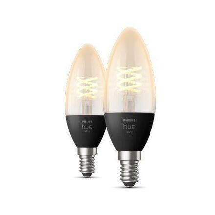 Hue Bluetooth LED White set 2ks filamentových žárovek Philips svíčka 8719514302211 E14 4,5W 300lm 2100K černé, stmívatelné