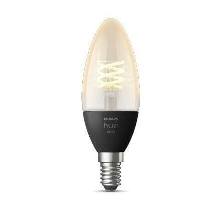Hue Bluetooth LED White filamentová žárovka Philips svíčka 8719514302235 E14 4,5W 300lm 2100K černá, stmívatelná
