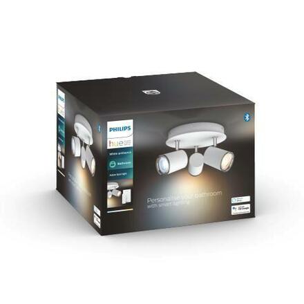 Hue White Ambiance Bodové koupelnové svítidlo Philips Adore BT 8719514340916 LED GU10 3x5W 3x350lm 2200-6500K IP44 230V, bílé s dálkovým ovladačem a Bluetooth